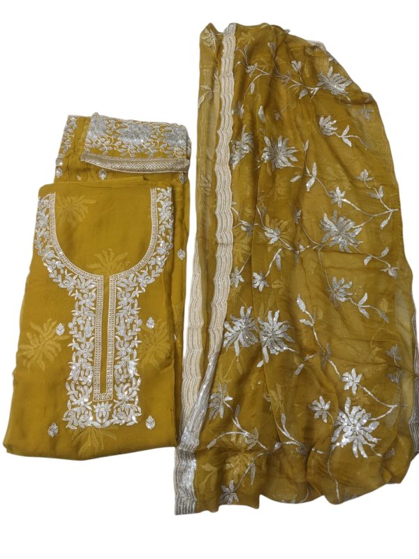 Delhi Boutiques Pure Silk Unstitched three pieces for women