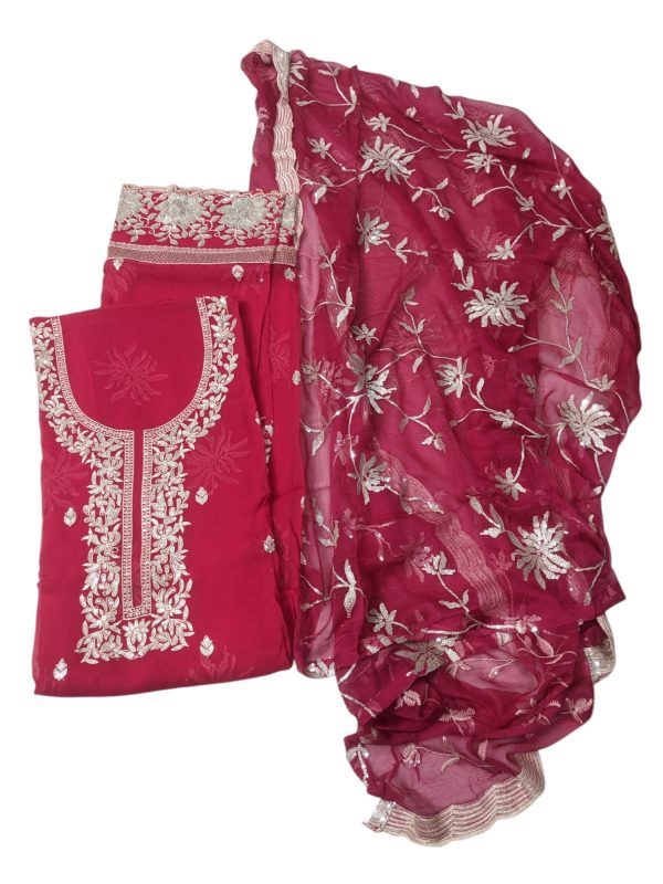 Delhi Boutiques Pure Silk Unstitched three pieces for women