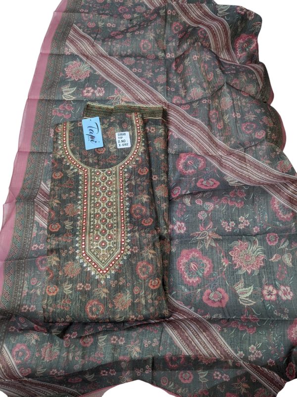 Indian Pure Silk Simar Dupatta Unstitched three pieces for women