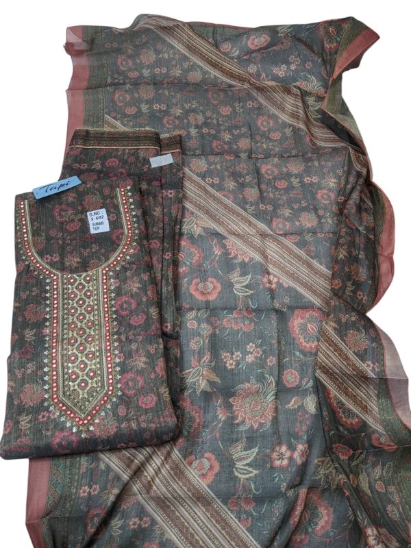 Indian Pure Silk Simar Dupatta Unstitched three pieces for women